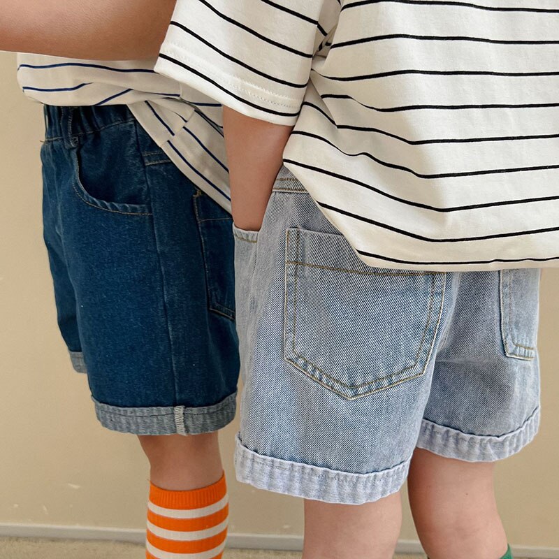 HAYANA-pantalones cortos de mezclilla para niños, pantalón informal, sencillo, verano, 2022
