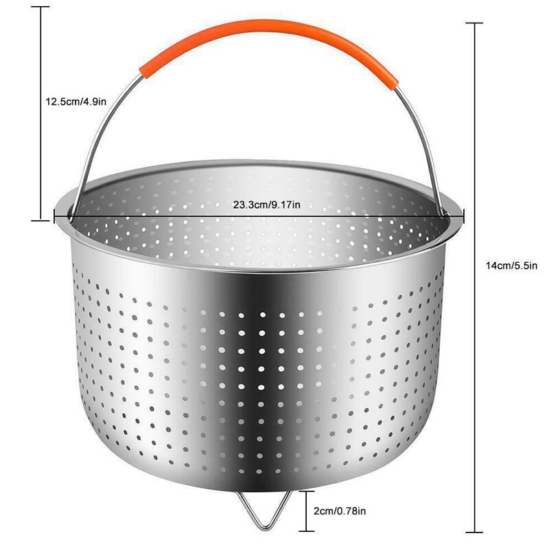 Vaporizador de acero inoxidable, cesta para vegetales escurridor, olla a presión, herramienta de cocina para el hogar LBShipping: 22.5cm