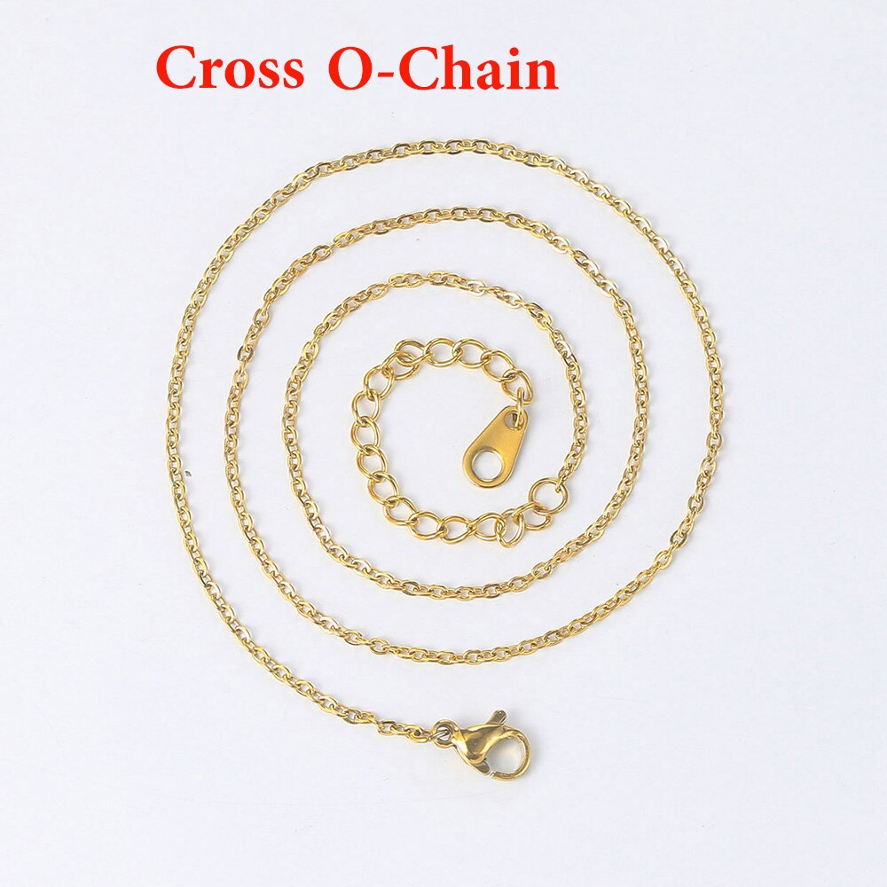 Cross chain & box chain necklaces for women stainless steel chain diy jewelry thin minimalist necklace jewelry  c026: Cross o chain 1