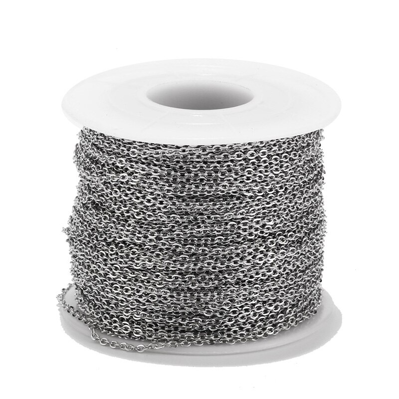10 meter guld rustfrit stål kæde til armbånd metal halskæder 1.5mm rolo kabel kæder bulk diy smykker fremstilling: Stål / 2mm bredde