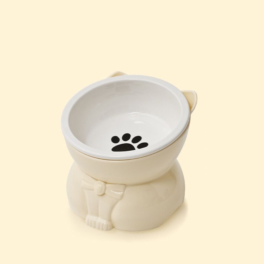 Multi-use Ceramic Cat Bowl Cute Slanted Mouth Pet High Foot Bowl Large Capacity Dog Food Feeding Basin Neck Protection