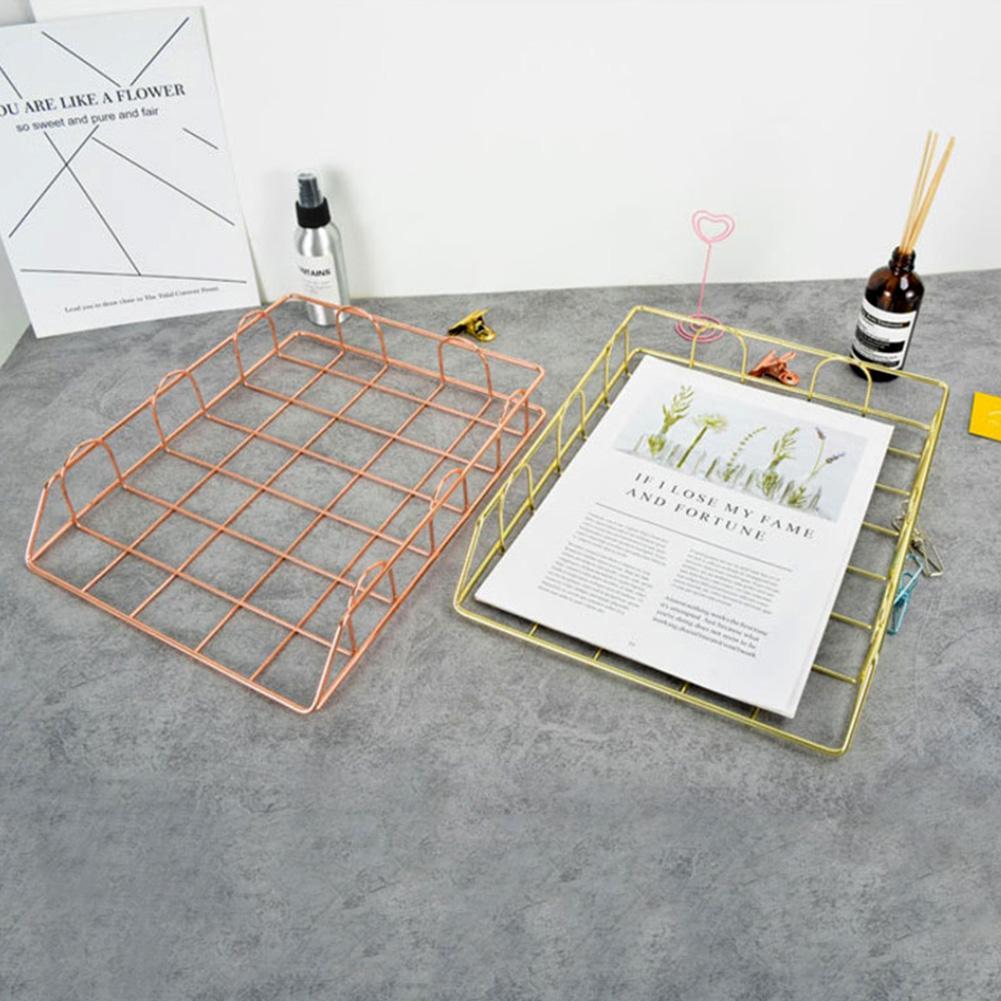 Iron Grid File Storage Shelf Holder Filing Tray Desktop Rack Office Organizer High Iron Smooth Sturdy and Durable