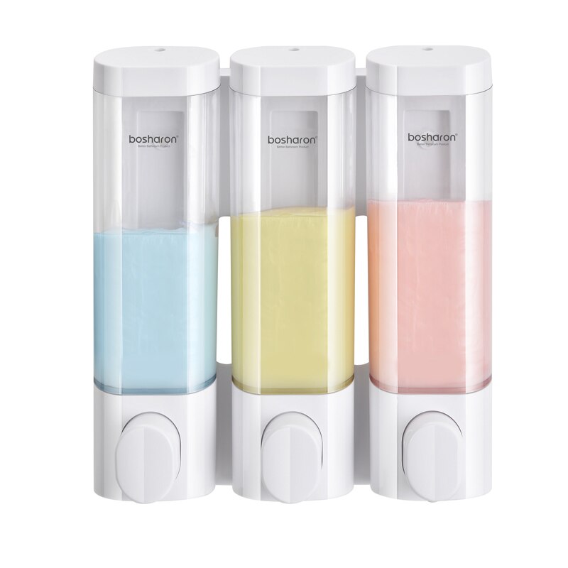 Einzigen Doppel verdreifachen 300ml Seife Spender Zauberstab-montieren Dusche Schlecht Shampoo Spender Flüssigkeit Seife Container Schlecht Zubehör: transparent verdreifachen