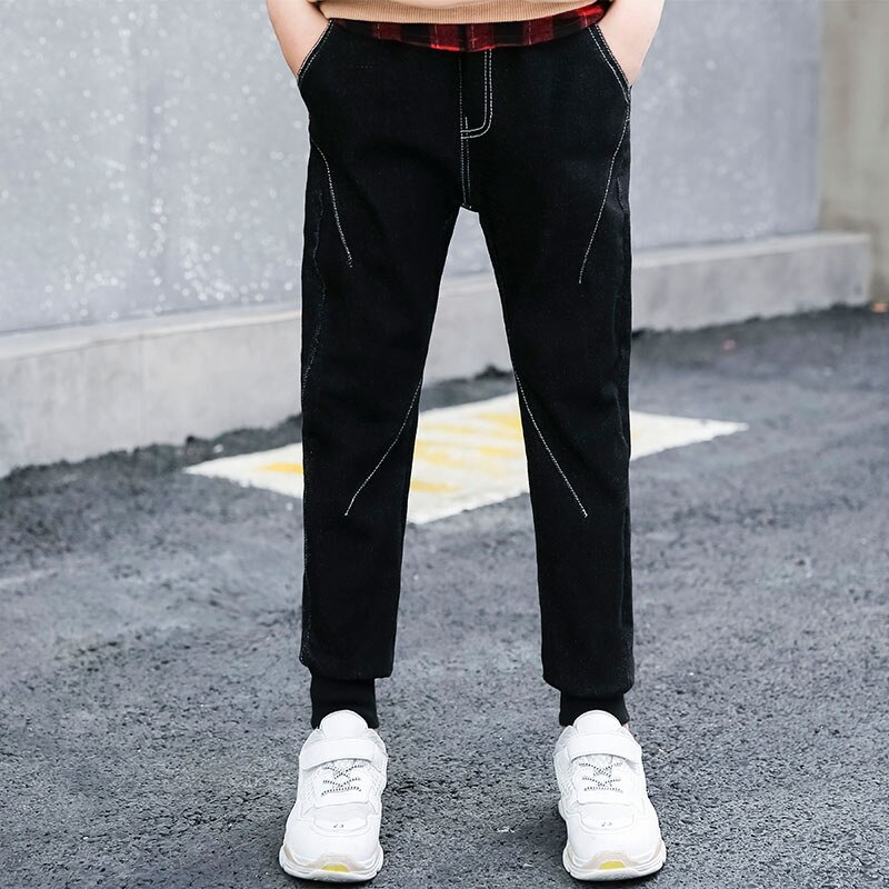 Spring Autumn Kids Boys Denim Trousers Boys Black Denim Skinny Jeans Children Slim Casual Denim Pants 4 5 7 9 11 13