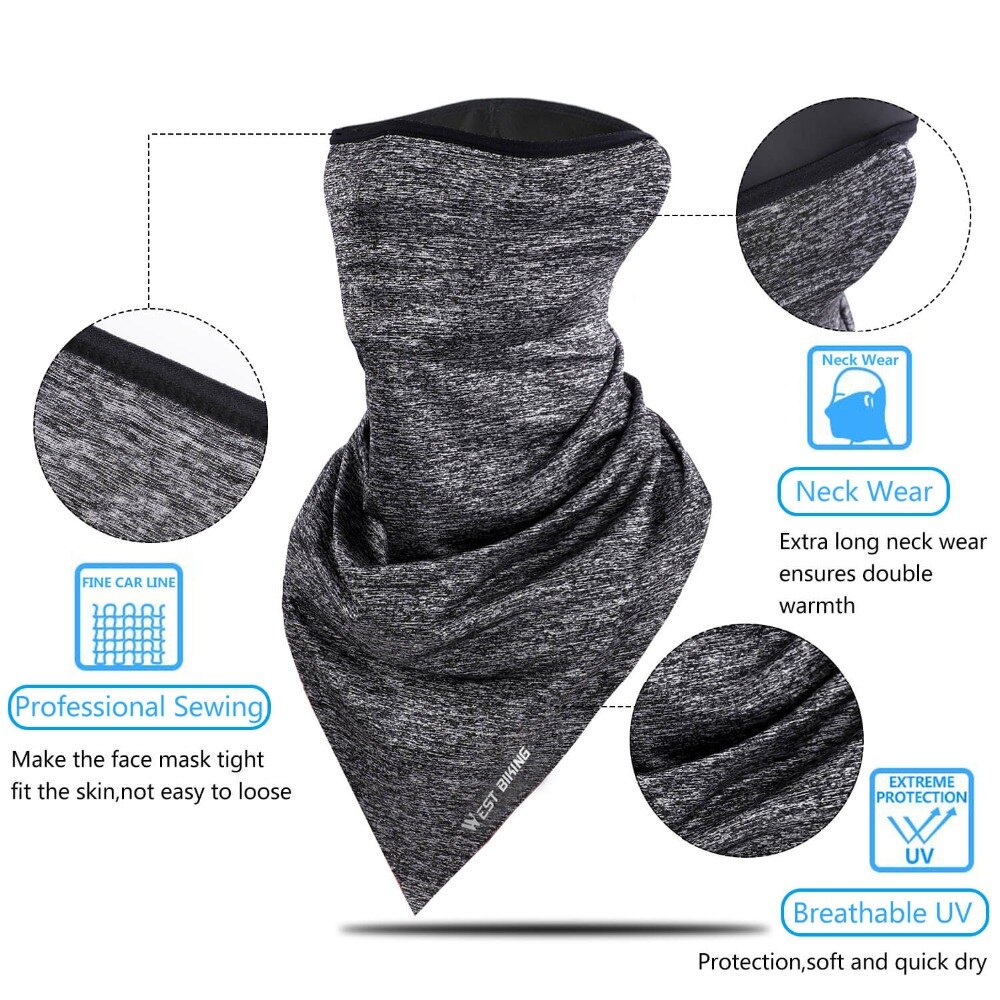 WEST BIKING Summer Breathable Cycling Face Mask Ice Fabric Bicycle Bandana Headwear Triangle Neck Scarf Fitness Sport Face Mask