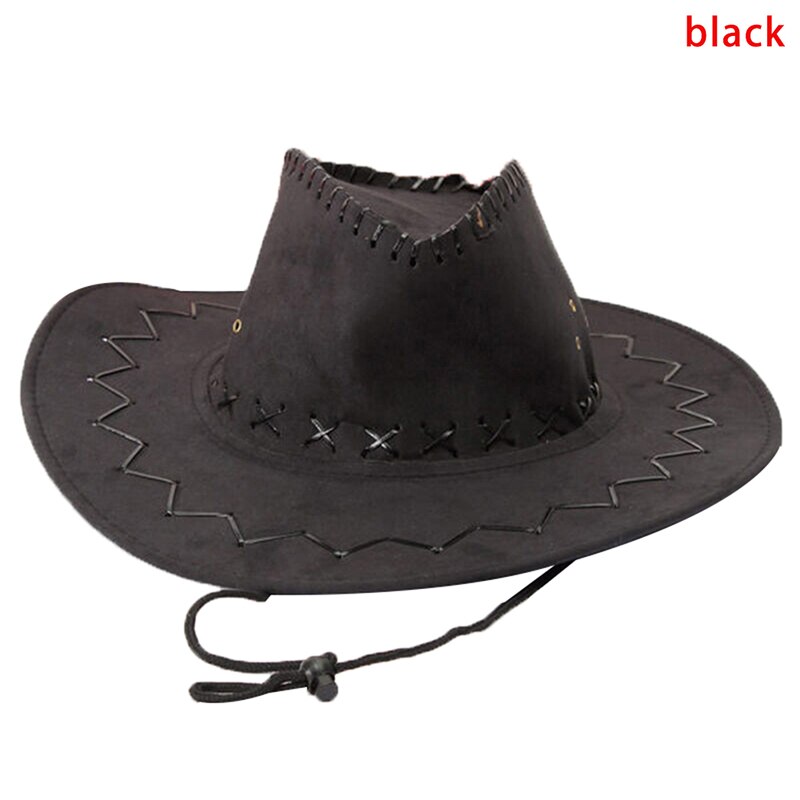 1pc Unisex Adult West Cowboy Solid Casual Hat Grassland Sunshade Cap Women Summer Beach Travel Hat Mongolian Hat: Black