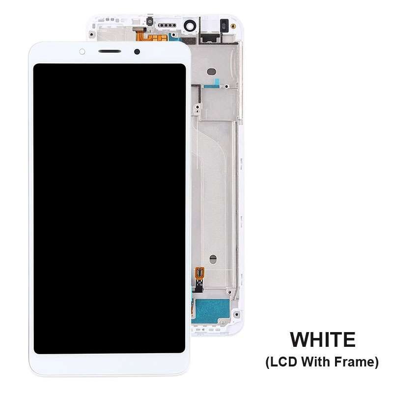 Original xiaomi redmi 6 redmi 6a lcd display 5.45 "touchscreen digitizer med ramme: Hvid med ramme