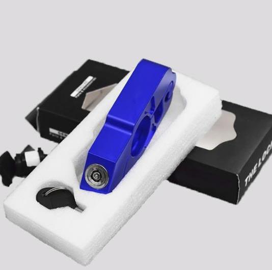 Motorcycle Grip Lock CNC Security Safety Locks Handlebar Handset Brake Lever Disc Locking Fit Scooter ATV Anti-Theft Motor Lock: Type A Blue