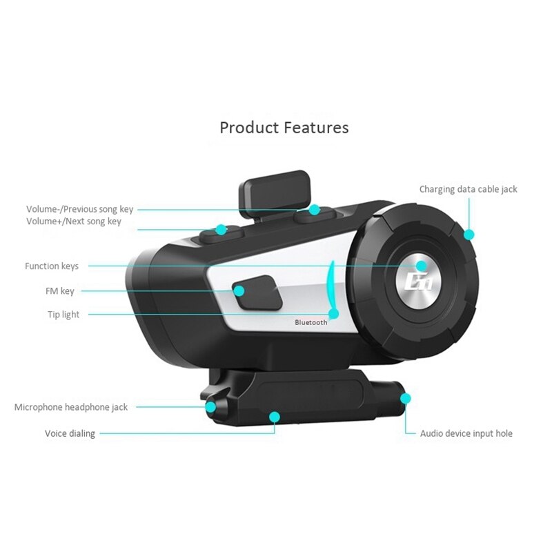 AiRide G1 Motorcycle Helmet Headphone 10M Bluetooth Group Interphone Waterproof with Voice Control, CVC Noise Canceling
