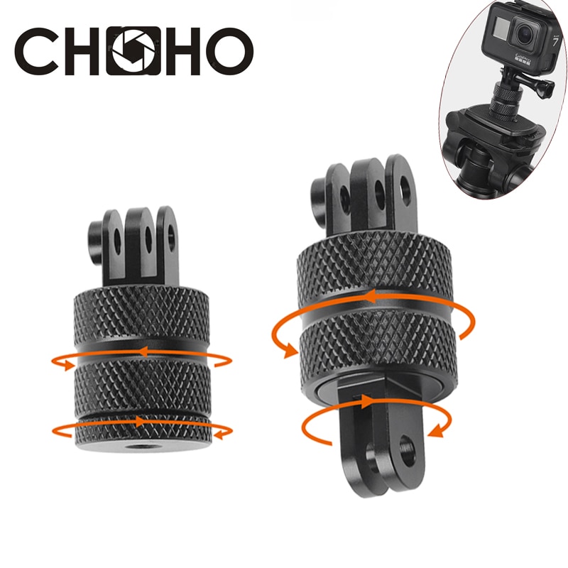 Adaptador de Metal para Gopro, trípode de aluminio de 1/4 pulgadas, montaje de aleación cnc, rotación de 360 grados, para Go Pro Hero 10, 9, 8, SJCAM Xiaomi Yi 4k