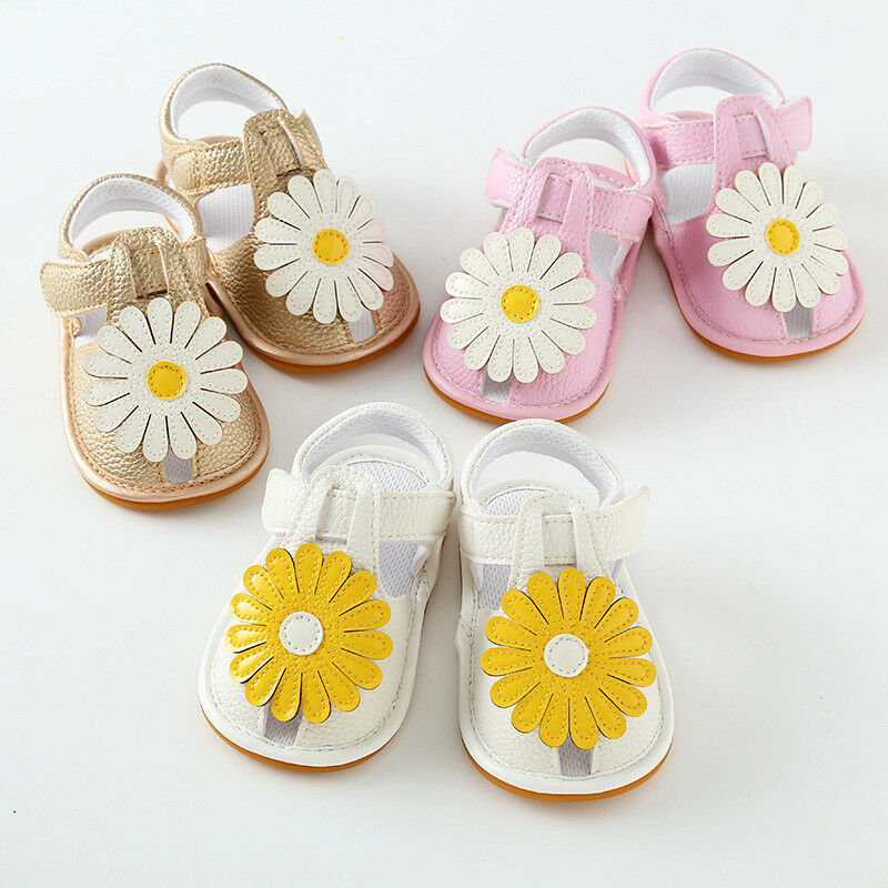 Sød 0-18m baby spædbarn kid pige blød sål blomst sandaler krybbe sko toddler sommer prinsesse solsikke pu sandal sko