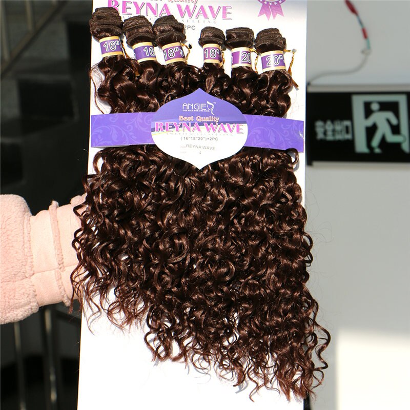 Reyna water wave hair bundle 6 pieces one set Synthetic hair extension tissage fiber hair weaving: #4