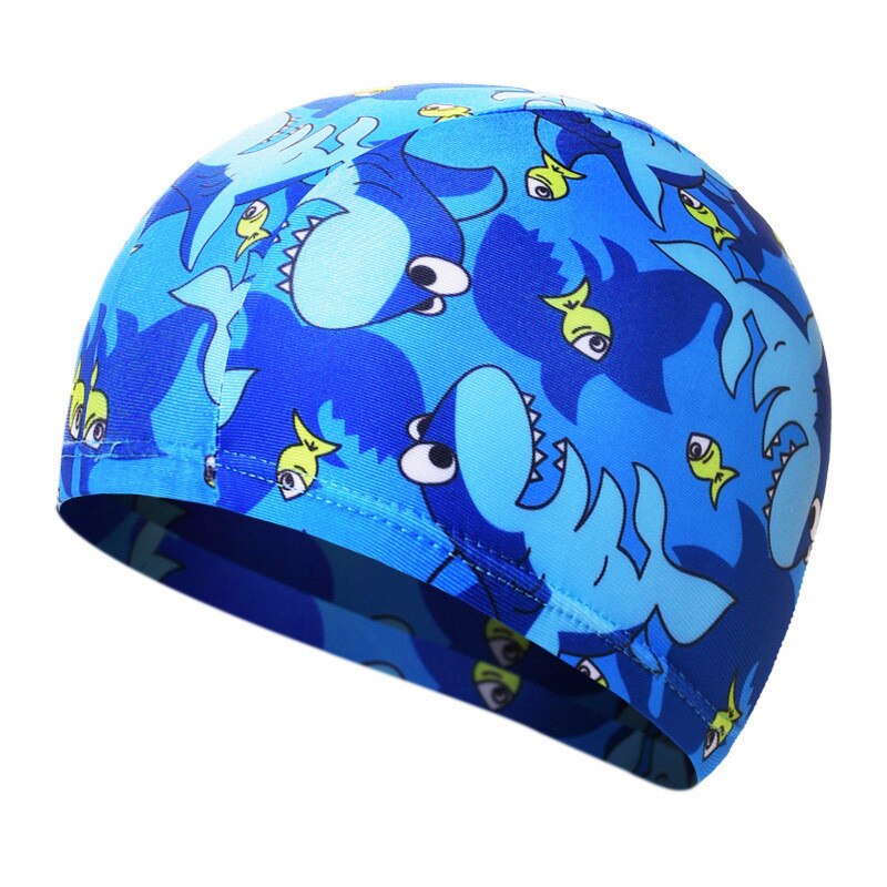 Gorro impermeable para natación para niños y bebés, gorros elásticos con estampado de dibujos animados, para deportes en la piscina, para niños de 3 a 9 años: A