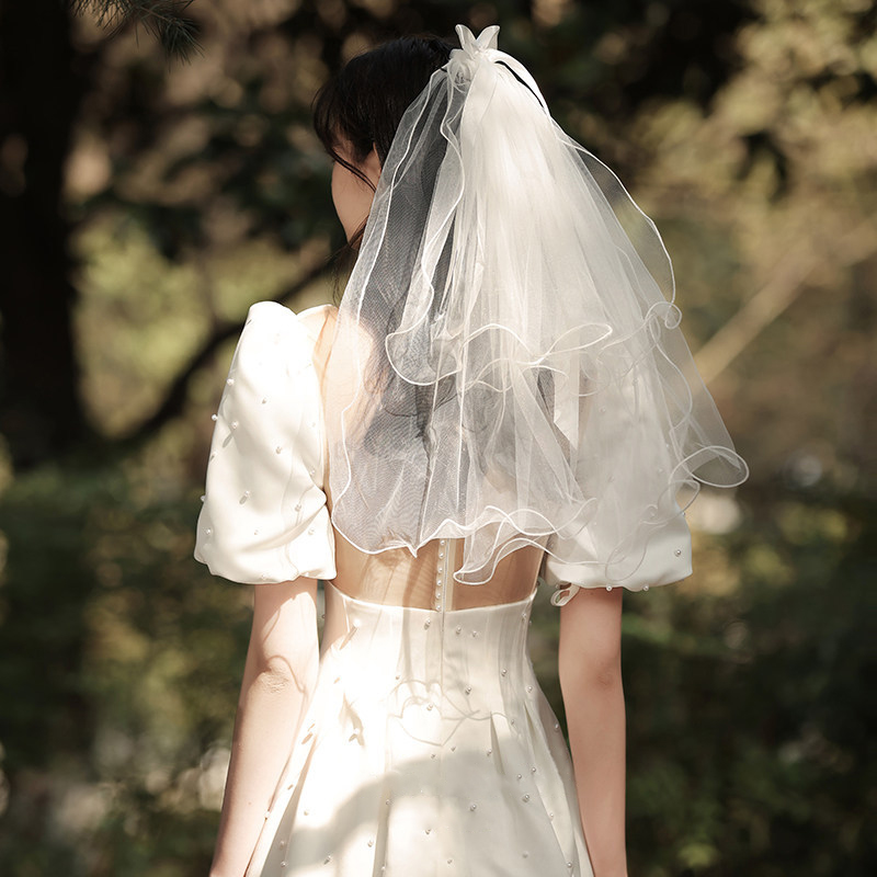 1 Uds. Velos de novia, pañuelo para la cabeza, velo blanco marfil, decoración para de cumpleaños y boda, accesorios para el cabello para cena de compromiso y despedida de soltera