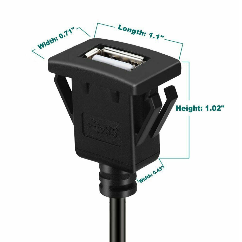 lade svart skjøteledning adapter kabel stabil bil usb-grensesnitt dataoverføringslinje dashbord innfelt ledning til vigo