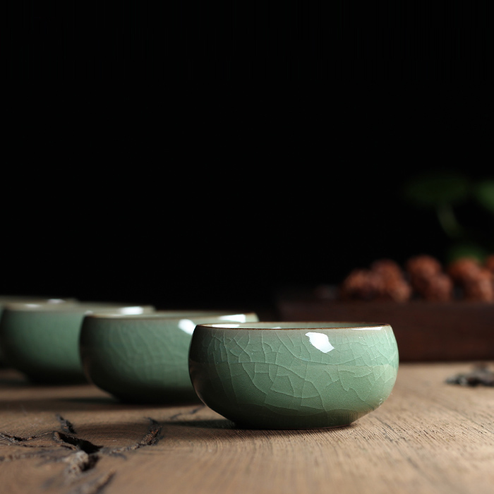 5 colors Geyao china Porcelain coffee cup Ge Kiln Chinese Longquan Celadon Gaiwan Bowl Celadon Crackle Teacup cups 45ml tea set