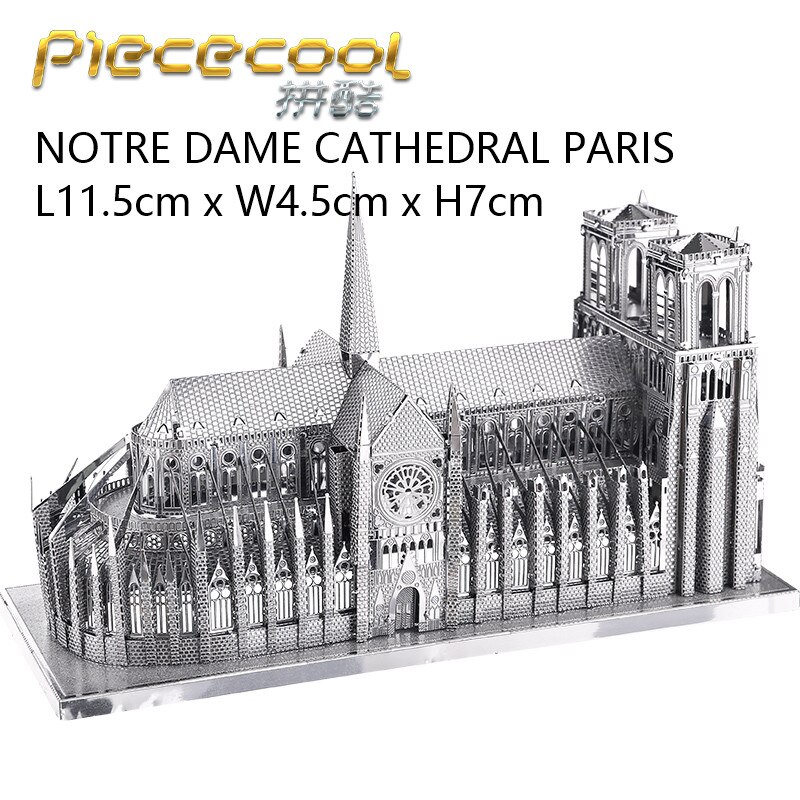 PIECECOOL Famous Buildings Over the World 3D Metal Assembly Model Jigsaw Puzzle London Eye Notre Dame De Paris Collection: P016S