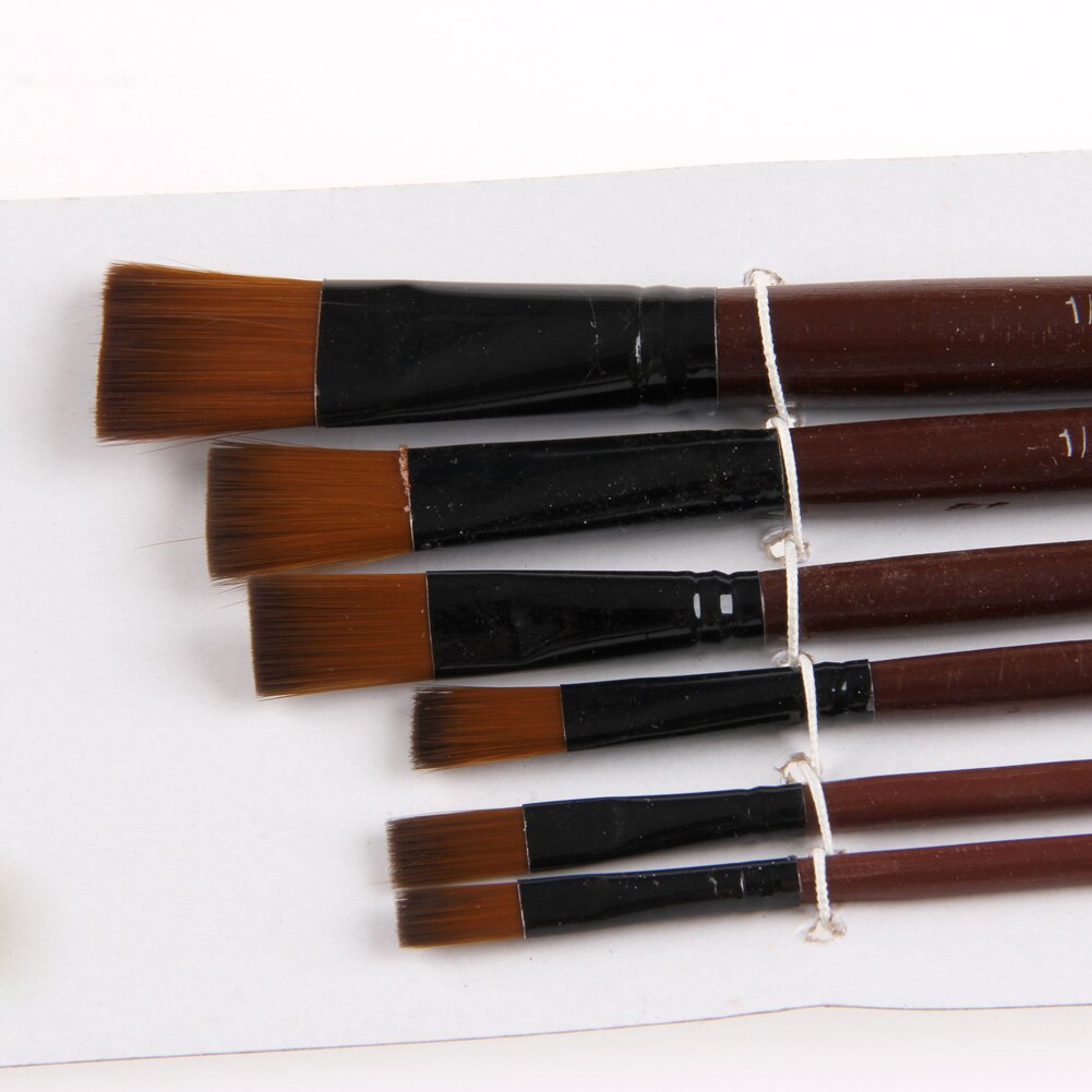 6 pincéis acrílicos do gouache da pintura a óleo de náilon dos pces para o artista fornece o conjunto b95a da aguarela