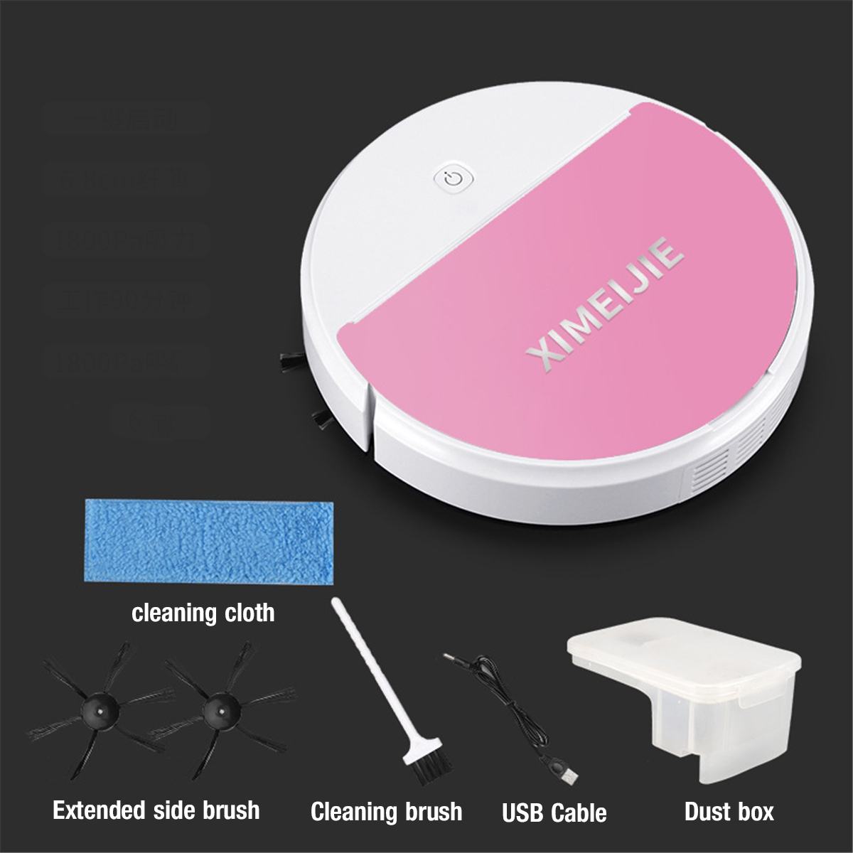 Smart Vacuum Cleaners Robot UV Disinfection Household Cleaning Sweeping Robot UV Sterilizer Strong Suction Vacuum Sweeper: Red