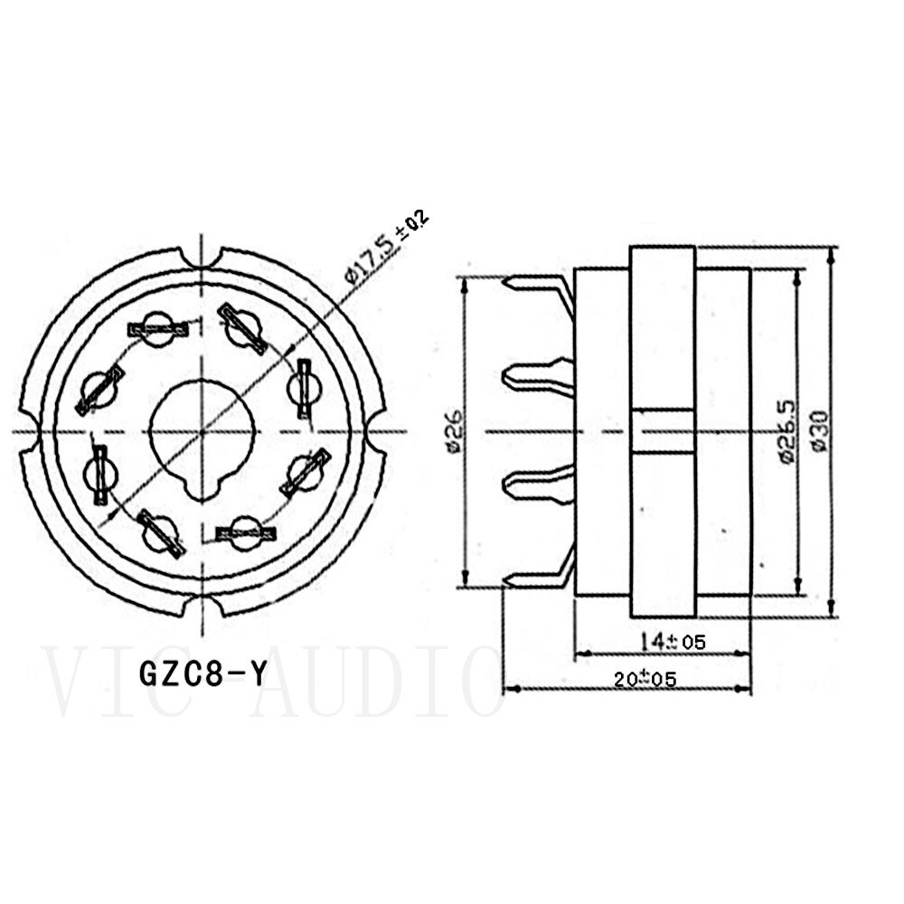 10PCS Ceramic K8A 8Pin Vacuum Tube Socket PCB Mount Gold Octal Valve Base For KT88 EL34 6SN7 6SL7 6CA7 EL34 GZ34 Vacuum Tube Amp