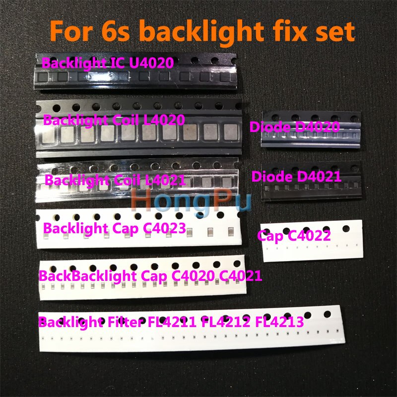 10 jogos/lote retroiluminação ic u4020 + bobina l4020 l4021 diodo d4020 d4021 capacitor c4022 c4023 c4021 + filtro FL4211-13 para iphone 6s