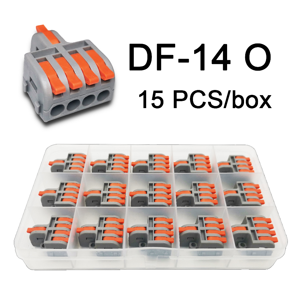 Mini Fast Boxed Wire Connector DF-12/13/14/15 Compact Conductor Spring Wiring Connector Conductor Push-in Terminal Block: 14 O 15PCS