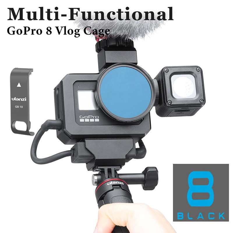 Ulanzi Metalen Vlog Case Kooi Voor Gopro Hero Black 8 Verlengen Koude Shoe Mount Voor Microfoon Led Licht