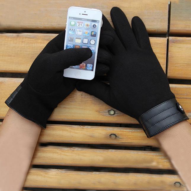 Men Touch Screen Winter Outdoor Sport Waterproof Warm Thermal Gloves Black Mittens Full Finger Flexible Windstopper