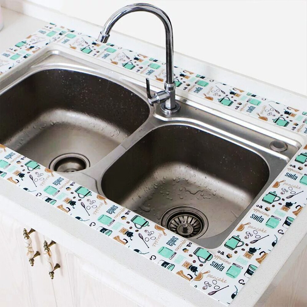 Bathroom Shower Sink Bathtub Seal Tape White Bathroom Kitchen Self-adhesive Waterproof Wall Sticker Cartoon Tape