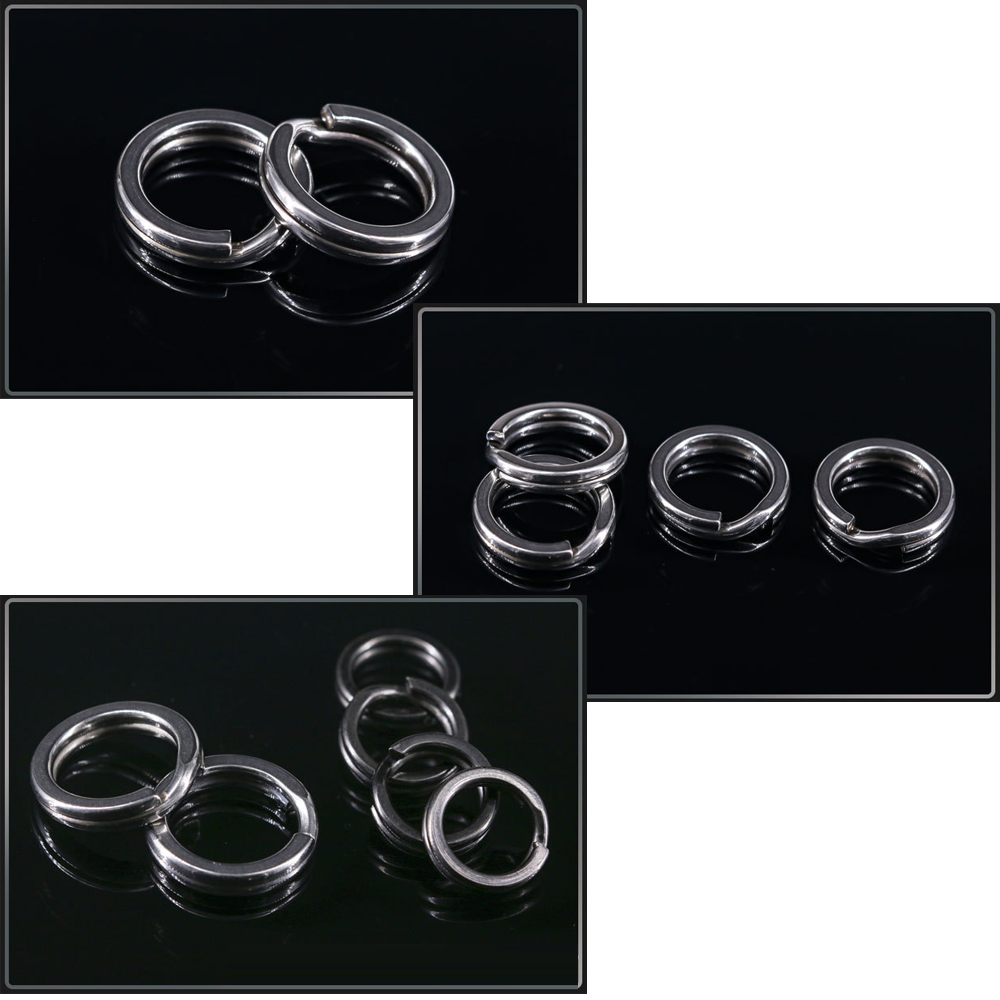 Anelli divisi da pesca 50 ~ 100 pezzi Anelli con esca in acciaio inossidabile Terminale per acqua salata Affronta Anelli divisi Connettori da pesca Anelli a scatto