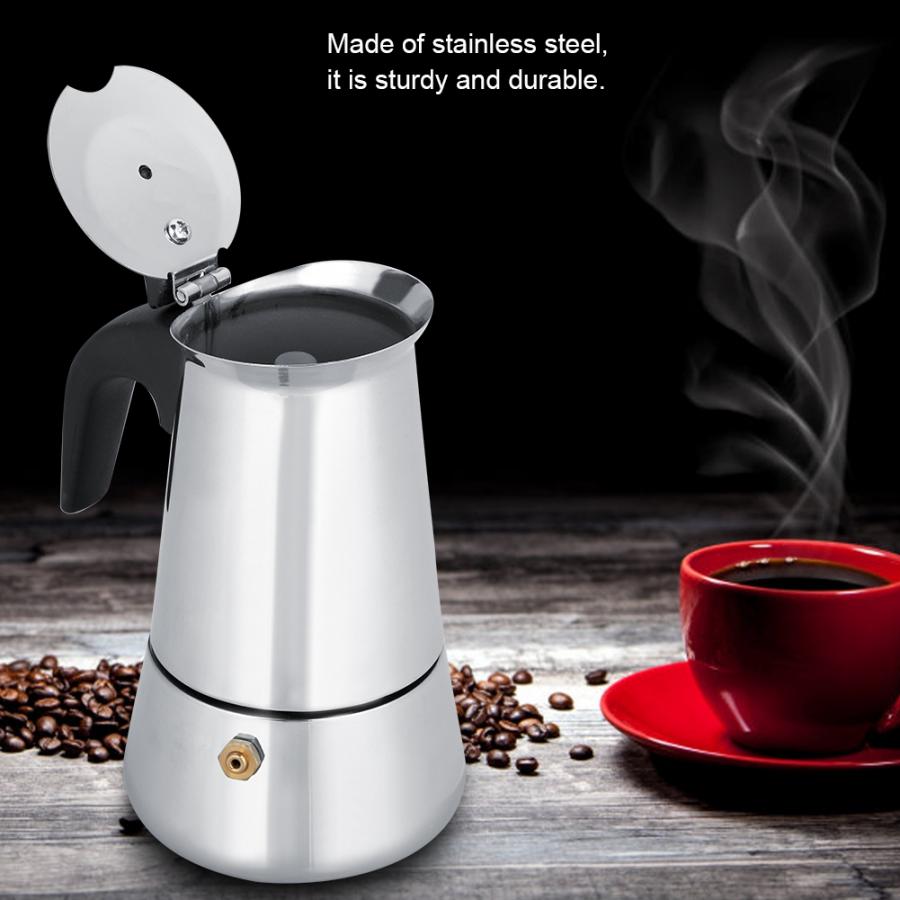 Ruostumattomasta teräksestä valmistettu kahvipannu mokka espresso latte perkolaattori liesi kahvinkeitin kattila perkolaattori juoma cafetiere latte liesi
