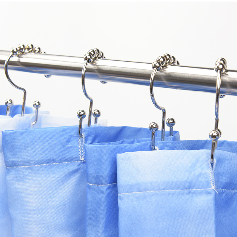 4/6pcs Stainless Steel Bath Curtain Rollerball Hook Curtain Rings Hooks Curtain Ring Rack Anti-slip Roller Bathroom Accessories