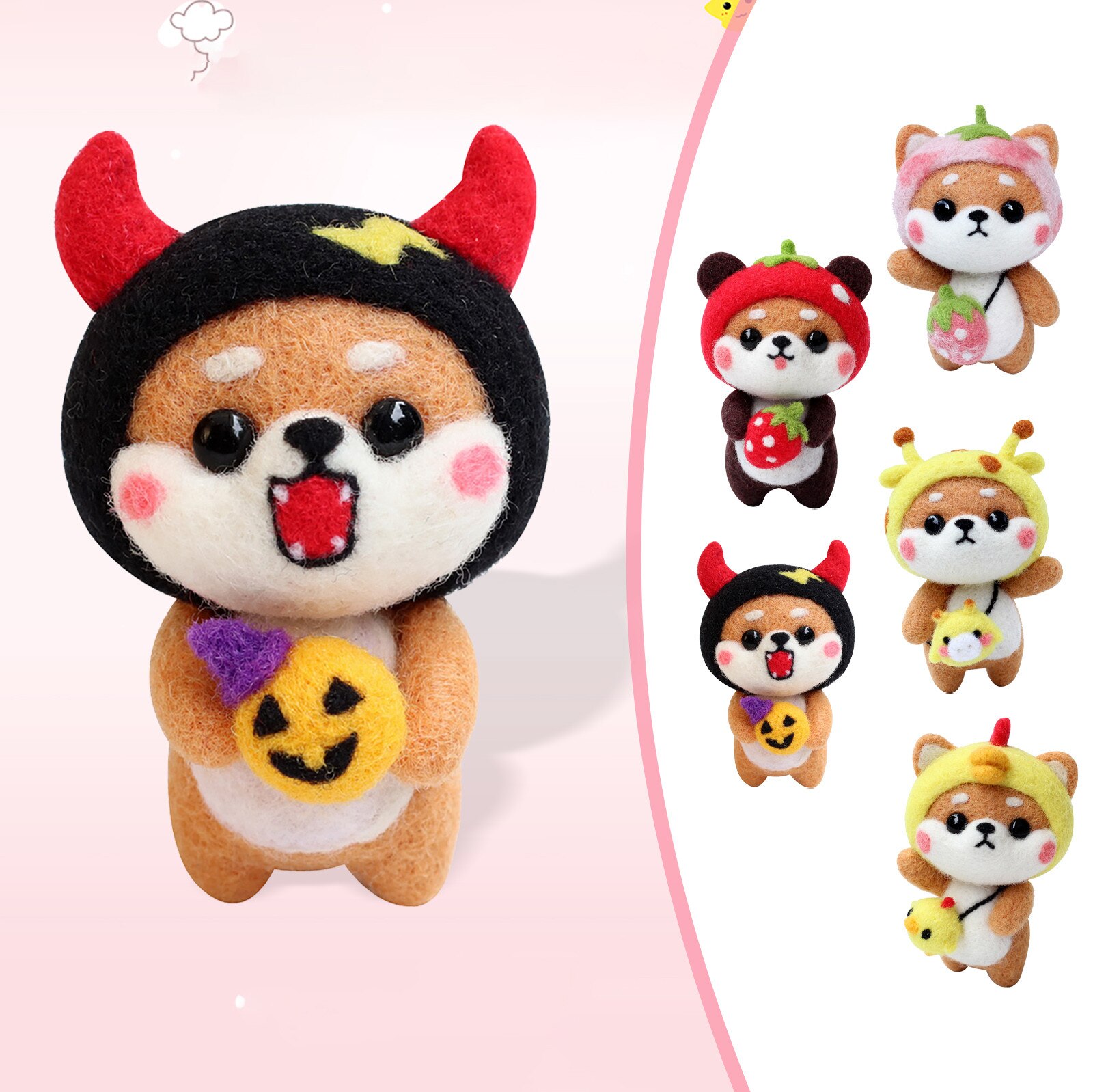 Leuke Hond Patroon Handgemaakte Diy Poke Wol Vilt Materiaal Productie Pakket Grappig Educatief Speelgoed Voor Kinderen Diy Breien Мягкие