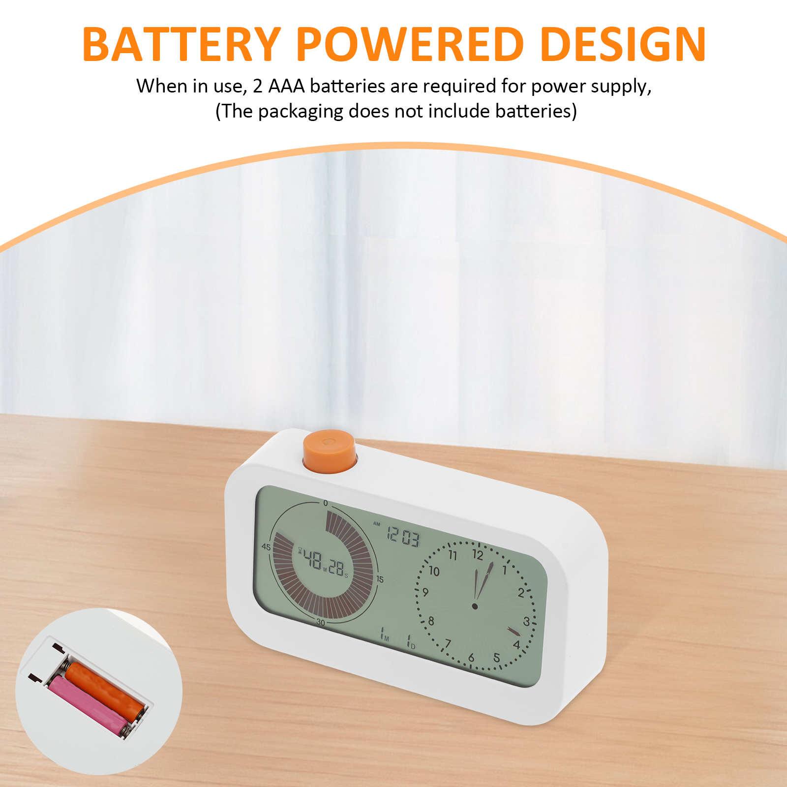 Dual Digital Visual Timer Double Dial 60 Minute Countdown Timer Time Management for Cooking Sport Alarm Calendar Display Clock