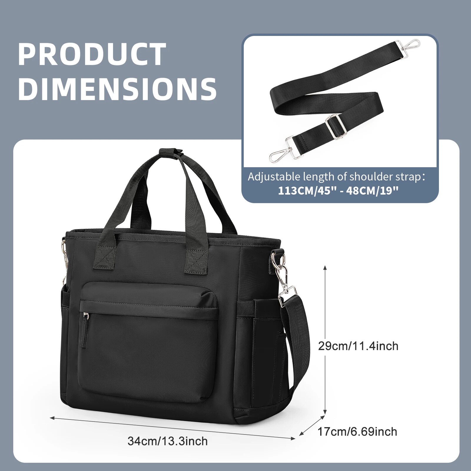 Likros Insulated Lunch Bag for Women Men, Lunch Box Bag with Shoulder Strap, Adult Reusable Tote Lunchbag for Work Picnic Beach: black