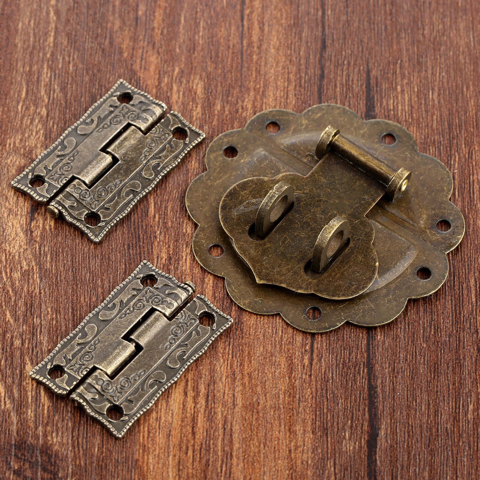 Juego de herrajes para muebles antiguos con cierre de hebilla con cierre decorativo chino antiguo candado para joyería caja de madera 58mm