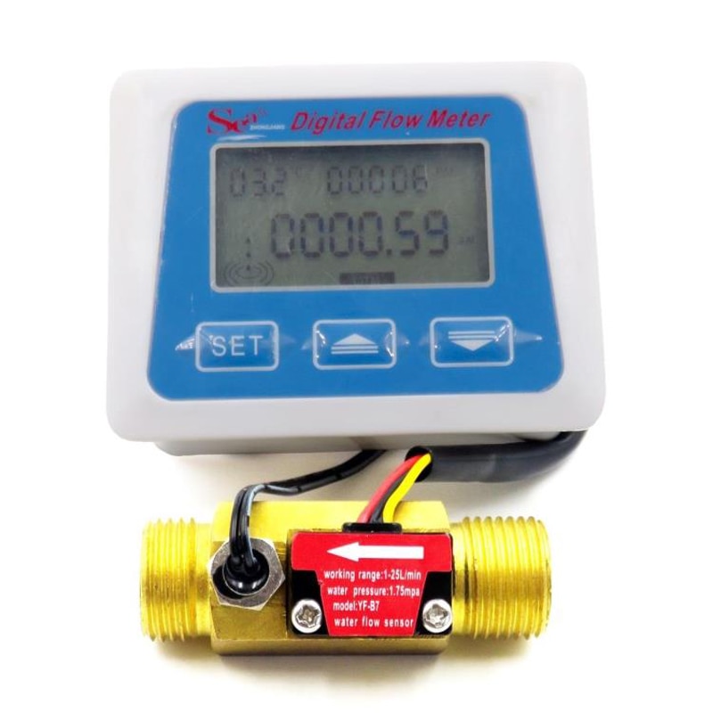 Elektronische water meter Hall flowmeter Digitale LCD display flow meter met temperatuur G1/2 flow sensor digitale flowmeter