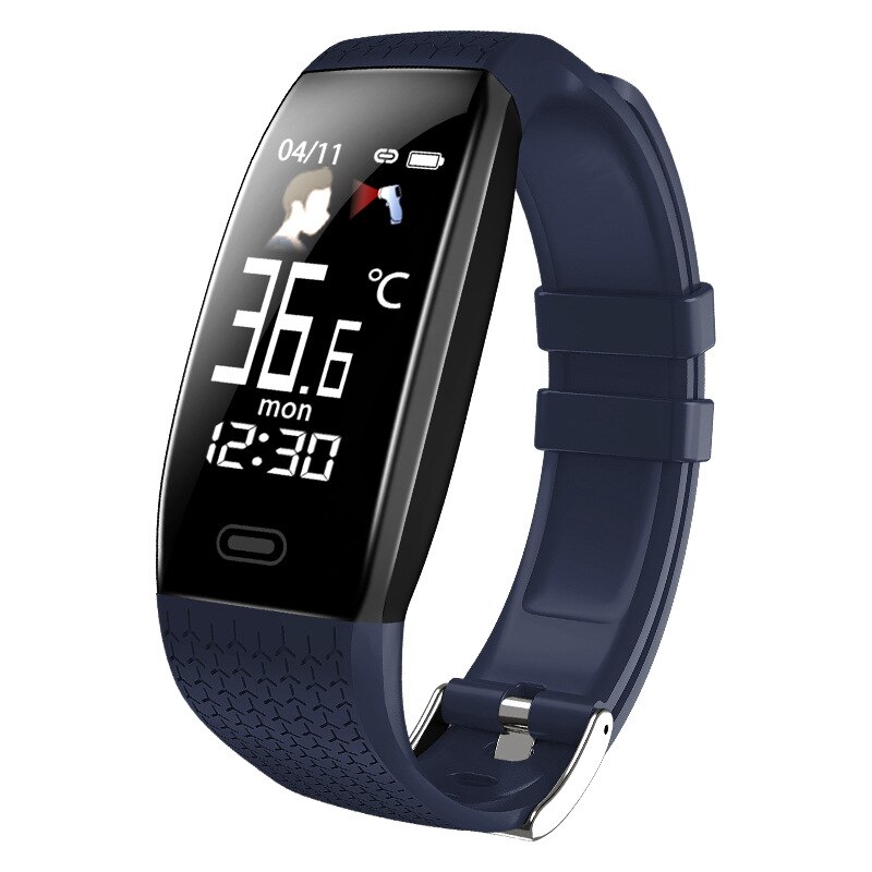 ZK30 T5 Lichaamstemperatuur Monitor Smart Horloges Fitness Polsband Druk Meting Hartslagmeter Fitness Trackers: Blue