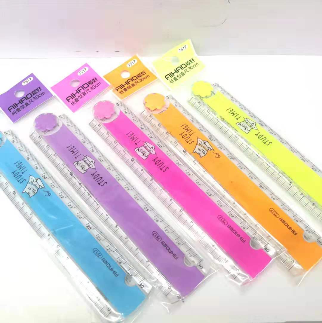 30CM Cute Kawaii Study Time Color Folding Ruler Multifunction DIY Drawing Rulers for Kids Students Office School Stationery