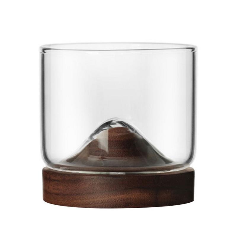 Whiskey Glas Kleine Glas Japanse Stijl Mountain Houten Bodem Wijnglas