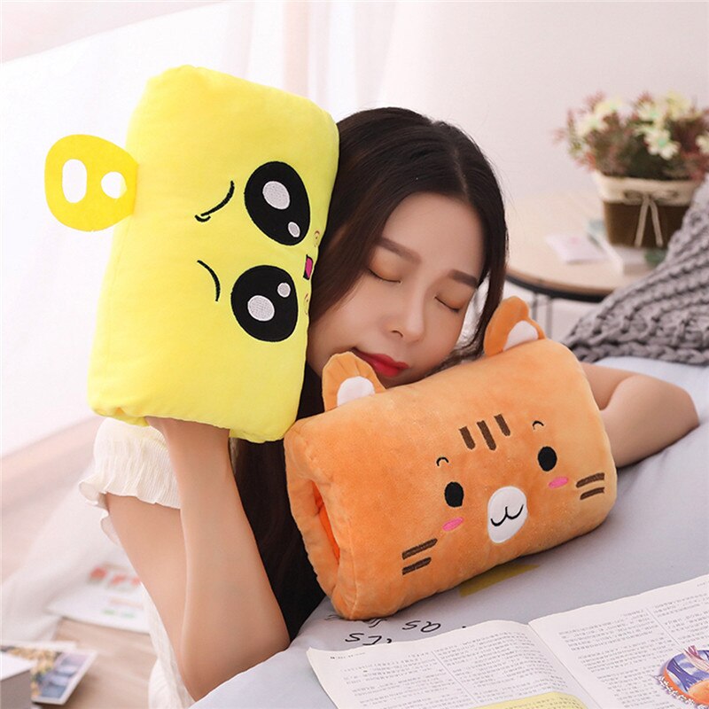Dessin animé main réchauffement manchon chauffage en peluche oreiller lavable main coussin doigt mains doux 7 couleurs hiver automne