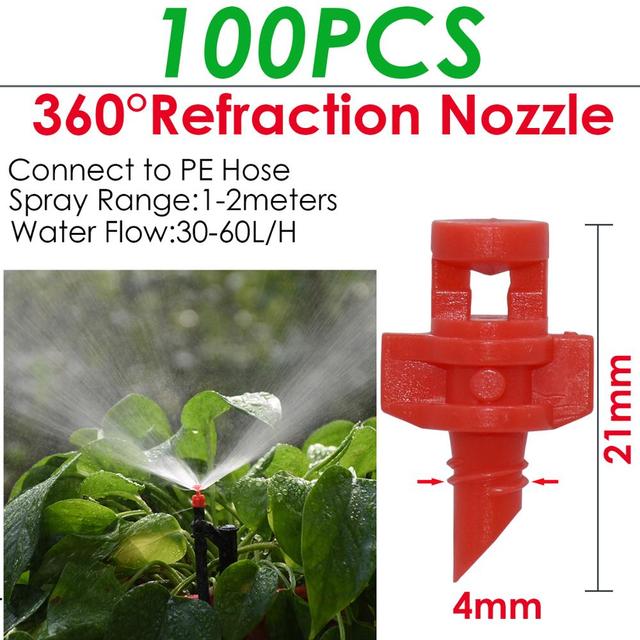 20PCS 90/180/360 Degree Angle Simple Refraction Nozzle Sprinkler Head Thread Connection Garden Tree Irrigation Mist Sprayer: A-360-100PCS
