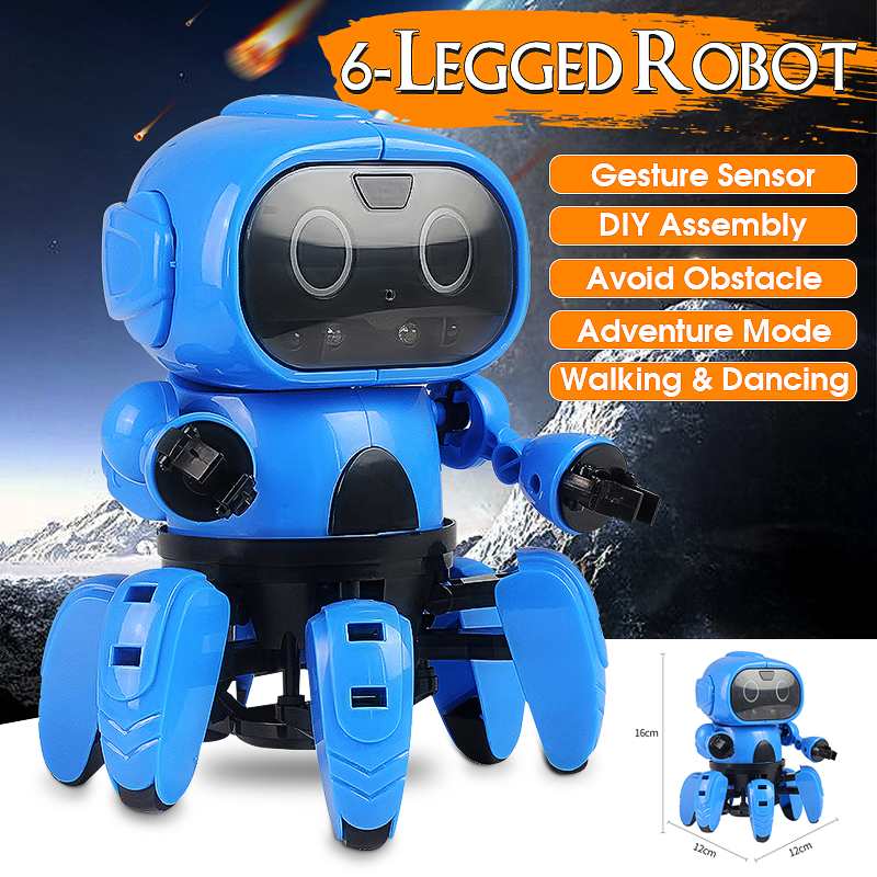 LEROY Cute Sensor Smart Robot Stem 6-Legged Infrared Gesture Sensing Walk Dance Robot Toy DIY Kit Easy to Assemble
