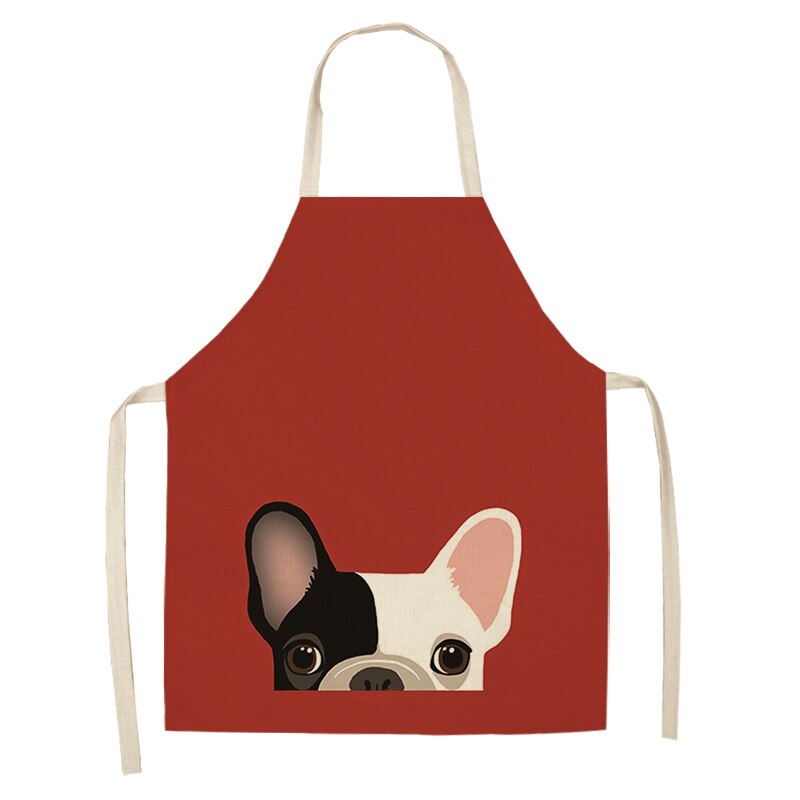 1Stck Nette Karikatur Hund Katze Gedruckt Küche Schürzen Baumwolle Leinen Hause Kochen Backen Kaffee Einkaufen Reinigung Zubehör 53*65cm: B
