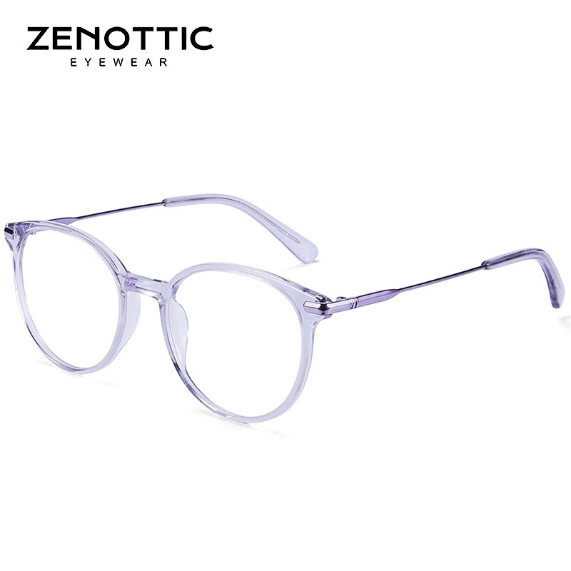 ZENOTTIC-gafas redondas Retro de acetato para mujer, montura transparente para miopía óptica, ultraligeras, Vintage: 003