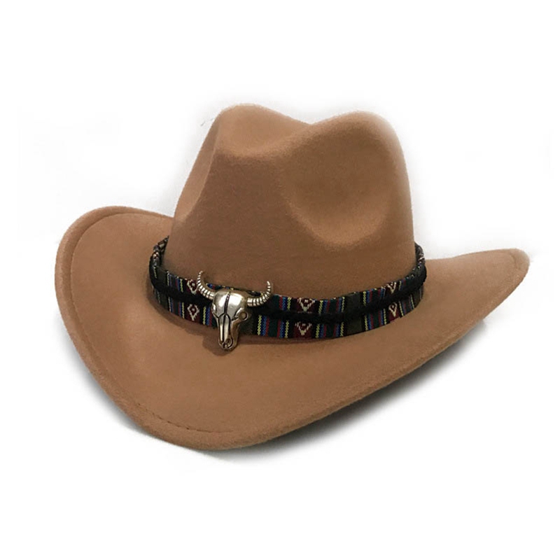 Chapeau de Cowboy de Style ethnique | Chapeau en laine pour femmes, chapeau de Jazz, chapeau de Cowboy de l'ouest, offre spéciale: CL