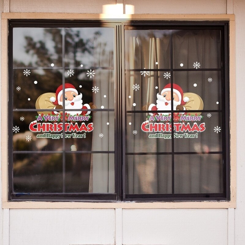 Söt älg jul väggdekaler fönster glas festival dekaler santa väggmålningar år juldekorationer för hem