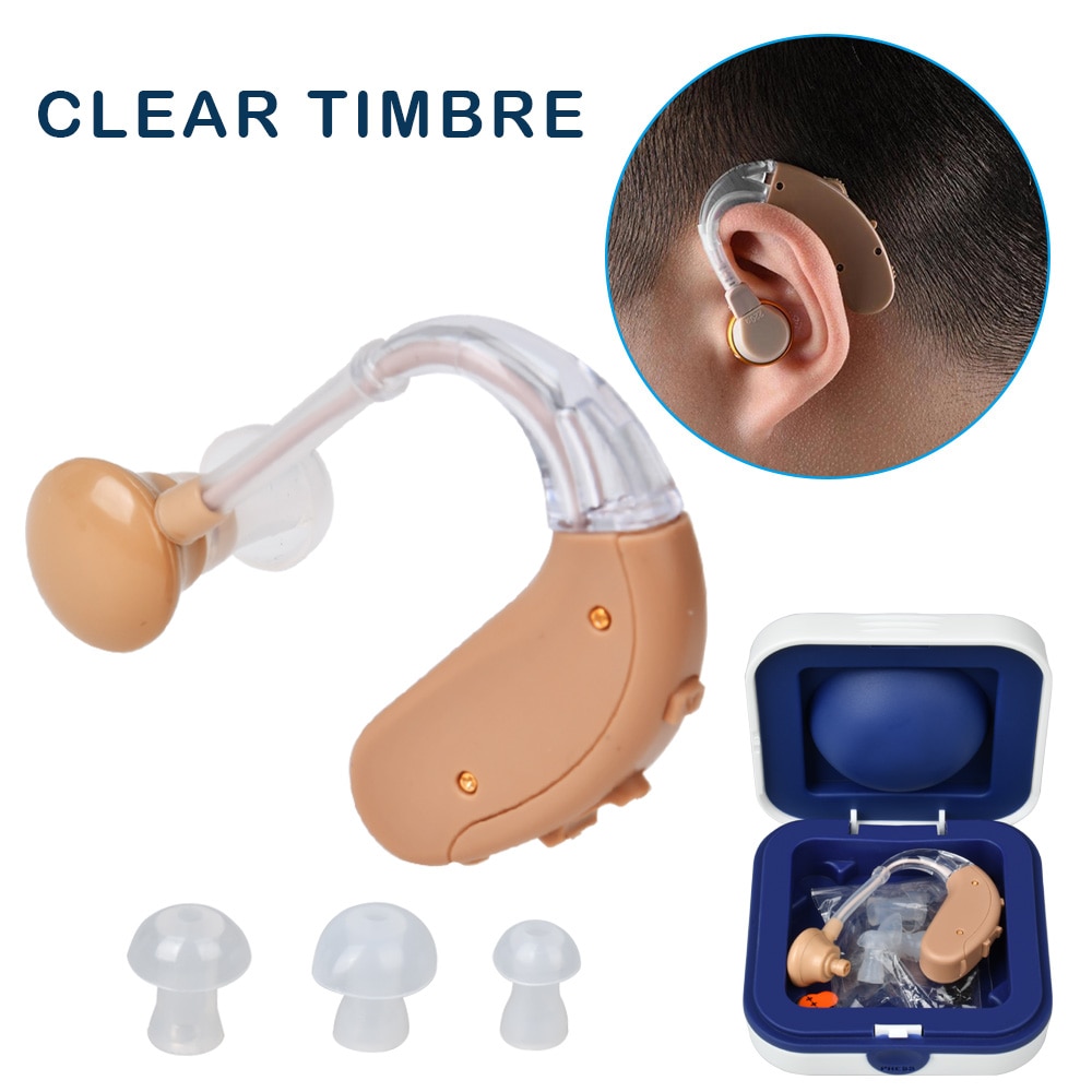 JECPP Hearing Aids Sound Amplifier In Ear Hearing Enhancement Device Battery Powered with Storage Case Cleaning Brush