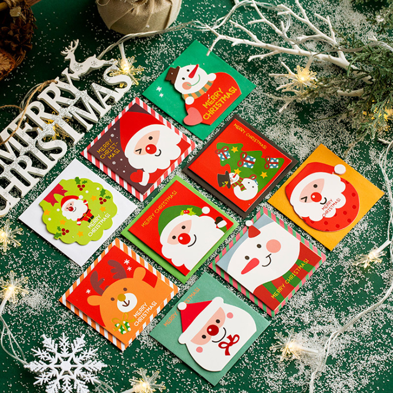 5 Stks/partij Mooie Vrolijk Kerstfeest Mini Postkaart Wenskaart Met Envelop Kerstkaart Cards