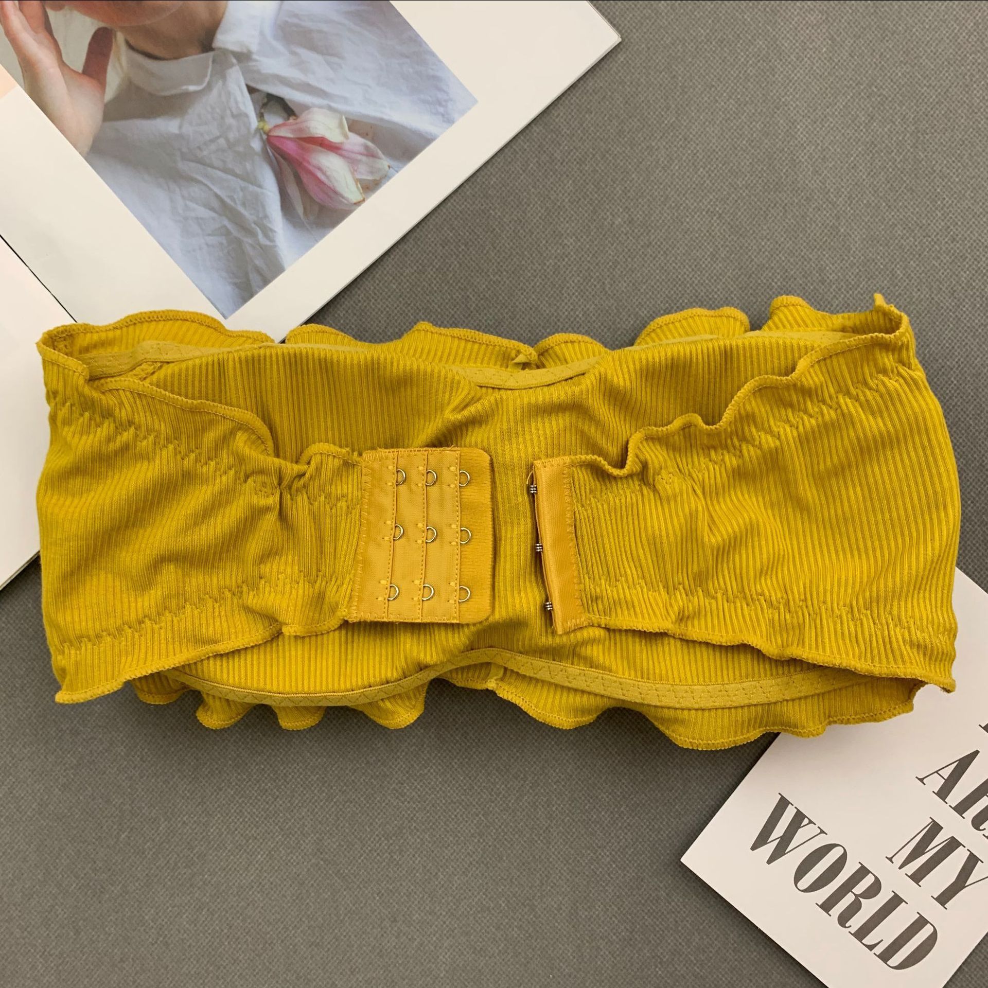 Mooie rug dames bh zonder stalen ring met rugbandgesp, één woord wikkel rond zonder bandjes, meisjes gewikkelde borst